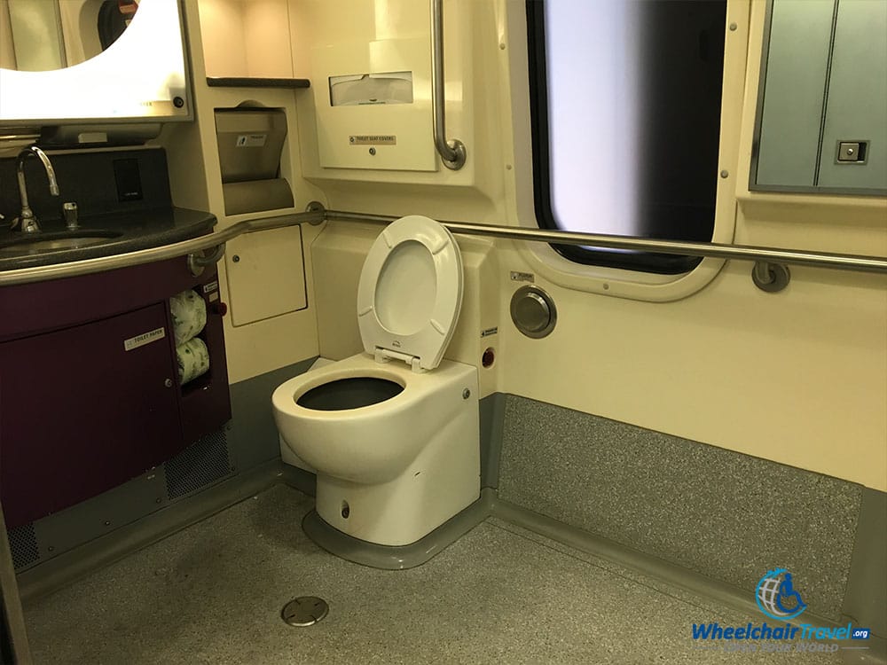 PHOTO: Wheelchair accessible bathroom on Acela train.