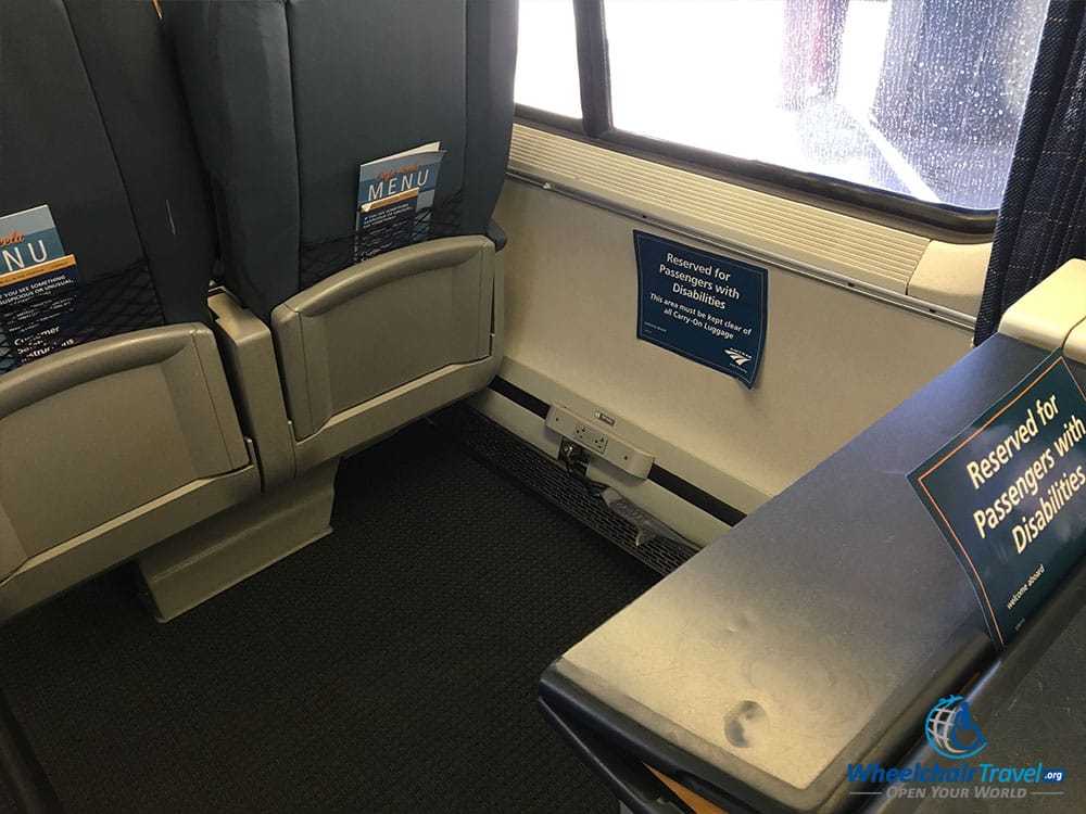 Power outlets on Acela train.
