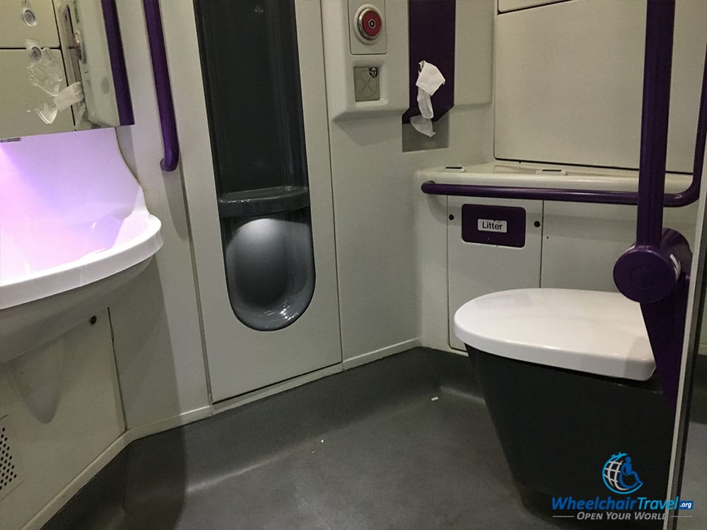 Wheelchair accessible bathroom onboard Heathrow Express train