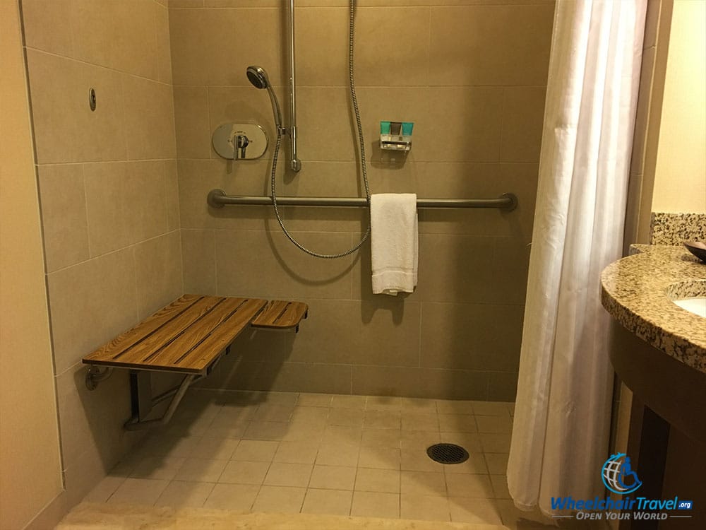 ADA accessible roll-in shower at Hyatt Regency Orlando hotel