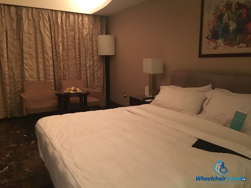 King size bed at Le Méridien Pyramids Hotel & Spa