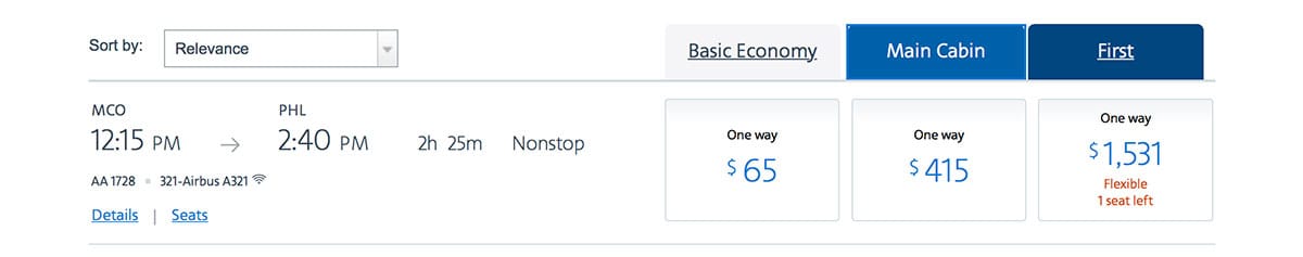 Huge savings on a Basic Economy fare from Orlando to Philadelphia.