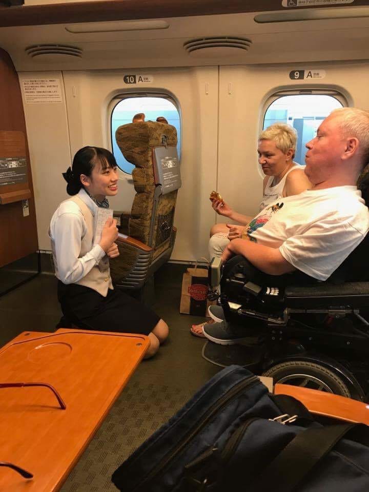 Wheelchair accessible train in Tokyo, Japan.