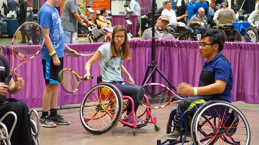 Wheelchair tennis at the Abilities Expo.