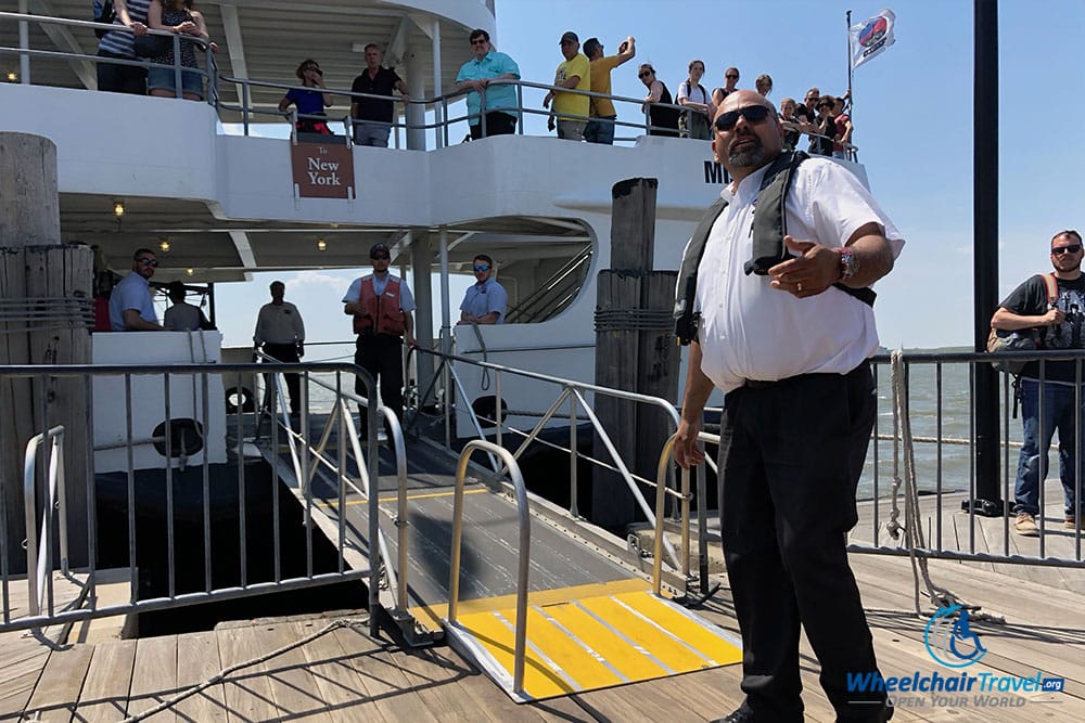 Level wheelchair ramp at low tide.