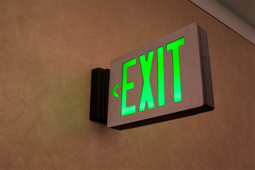 Emergency exit sign.