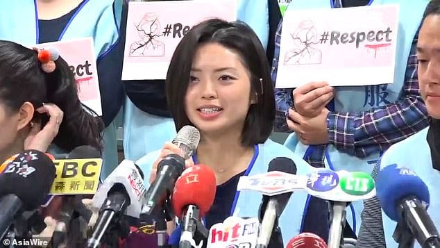 Chief purser at a news conference addressing the incident.