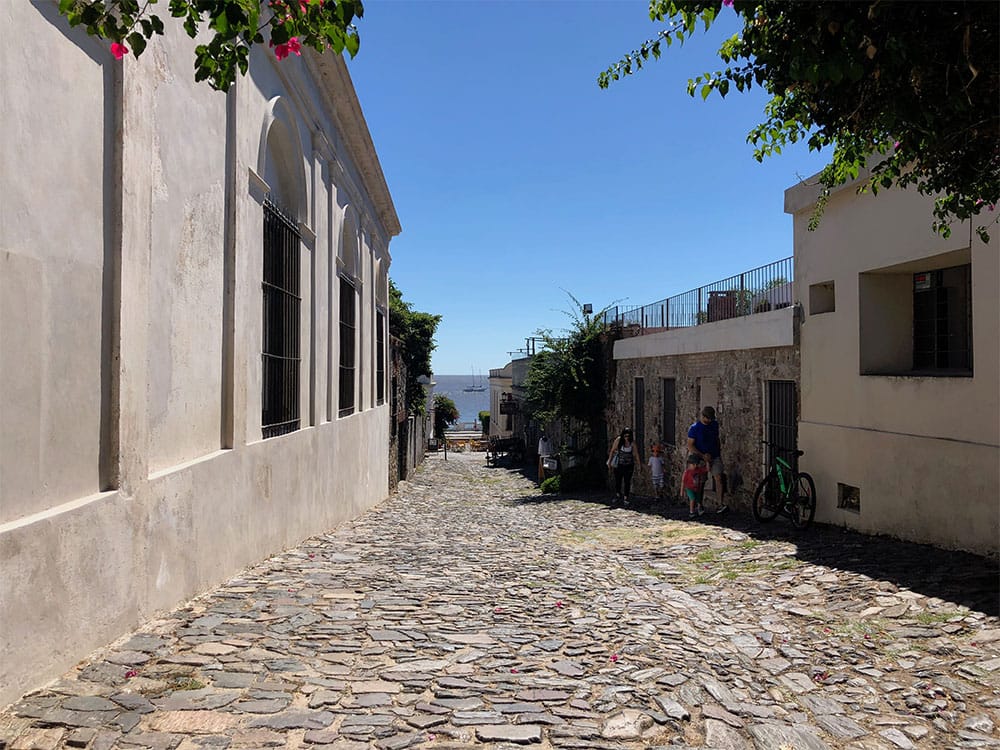 Cobblestone street in Old Town Colonia.