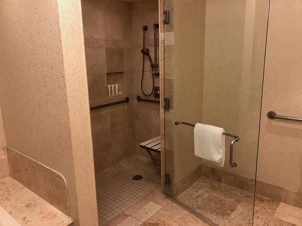 Roll-in shower at Bellagio Las Vegas.