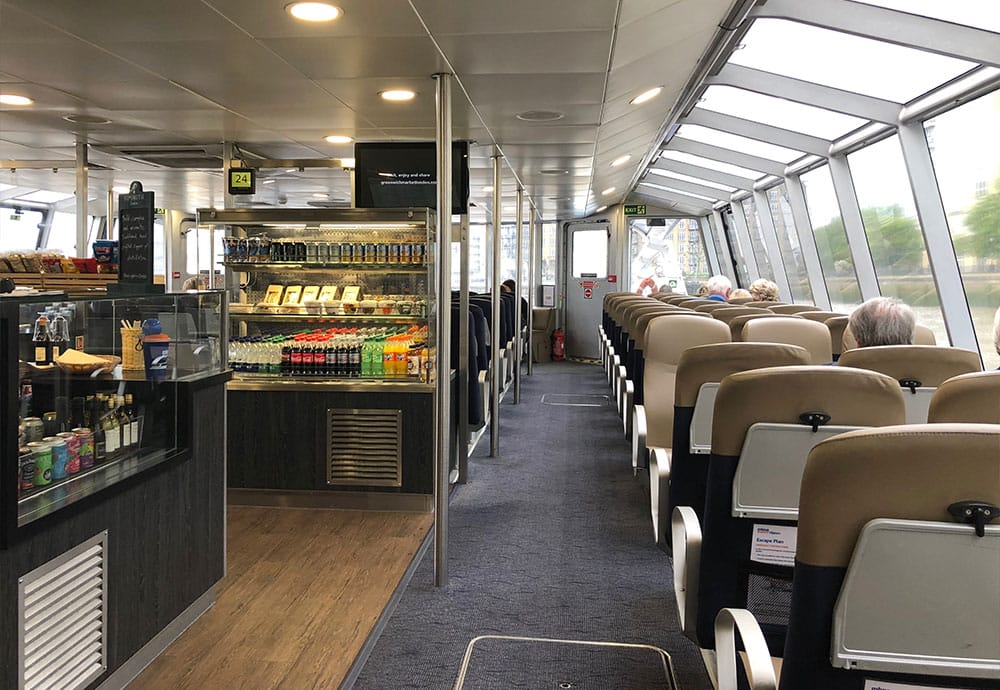Interior of a London River Bus.