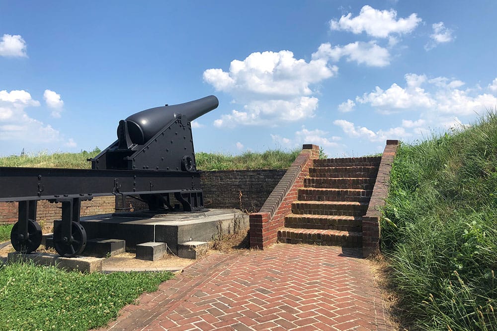 Cannon inside Fort McHenry.