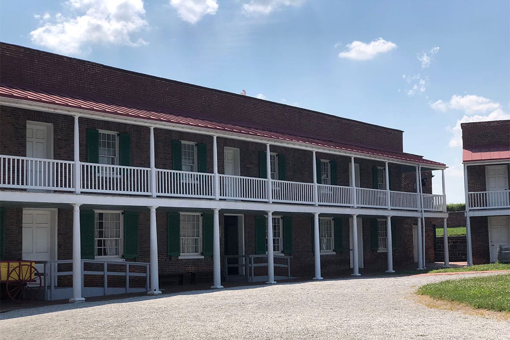 Ramps to interior buildings at Fort McHenry.