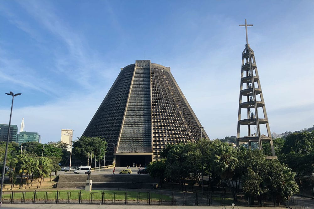 Exterior of the dome-shaped Cathedral of St. Sebastian.