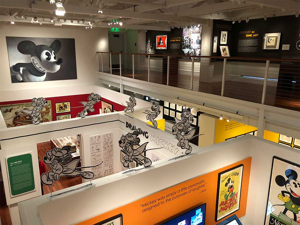 Museum gallery seen from above.