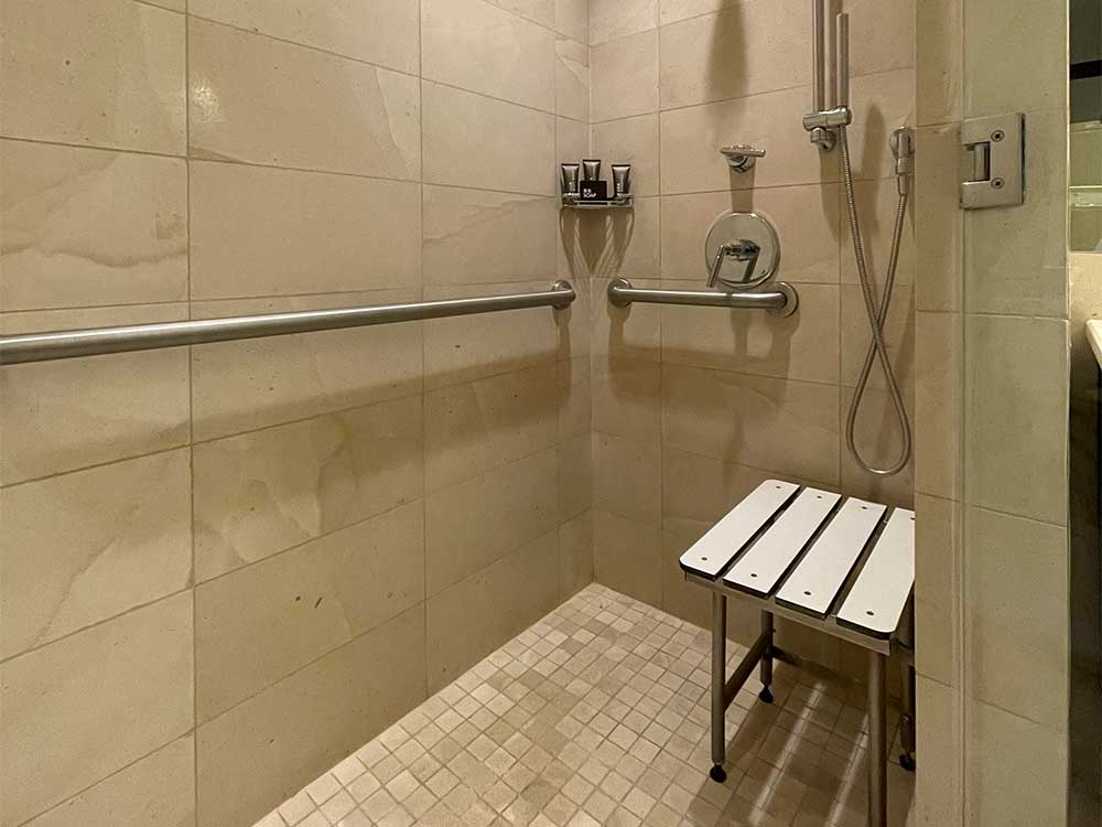 Roll-in shower at Encore.