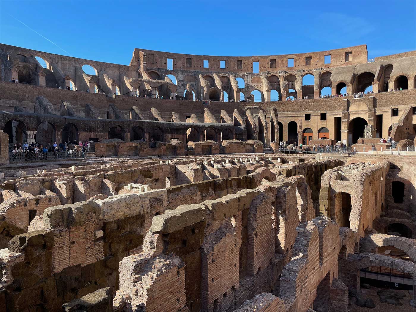 Excavations of underground rooms and tunnels.