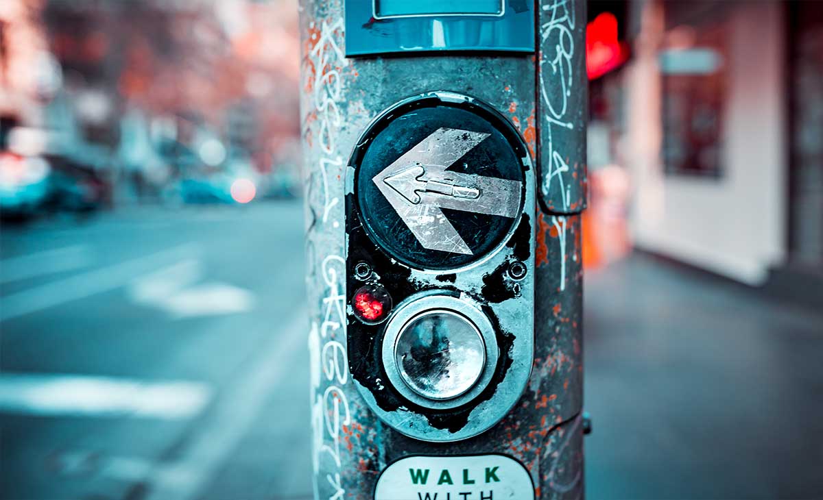 Sidewalk crossing signal.
