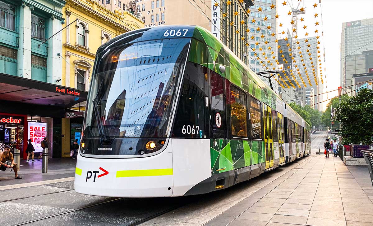 Tram on Melbourne street.