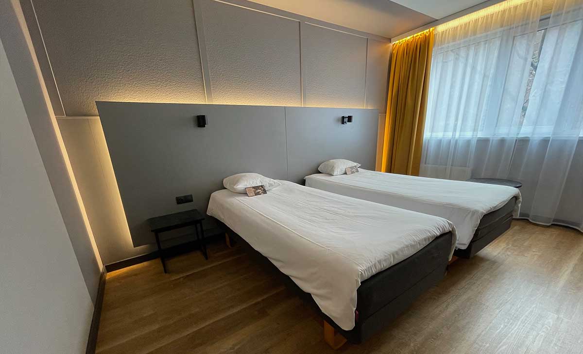 Wheelchair accessible hotel room in Tallinn, Estonia.