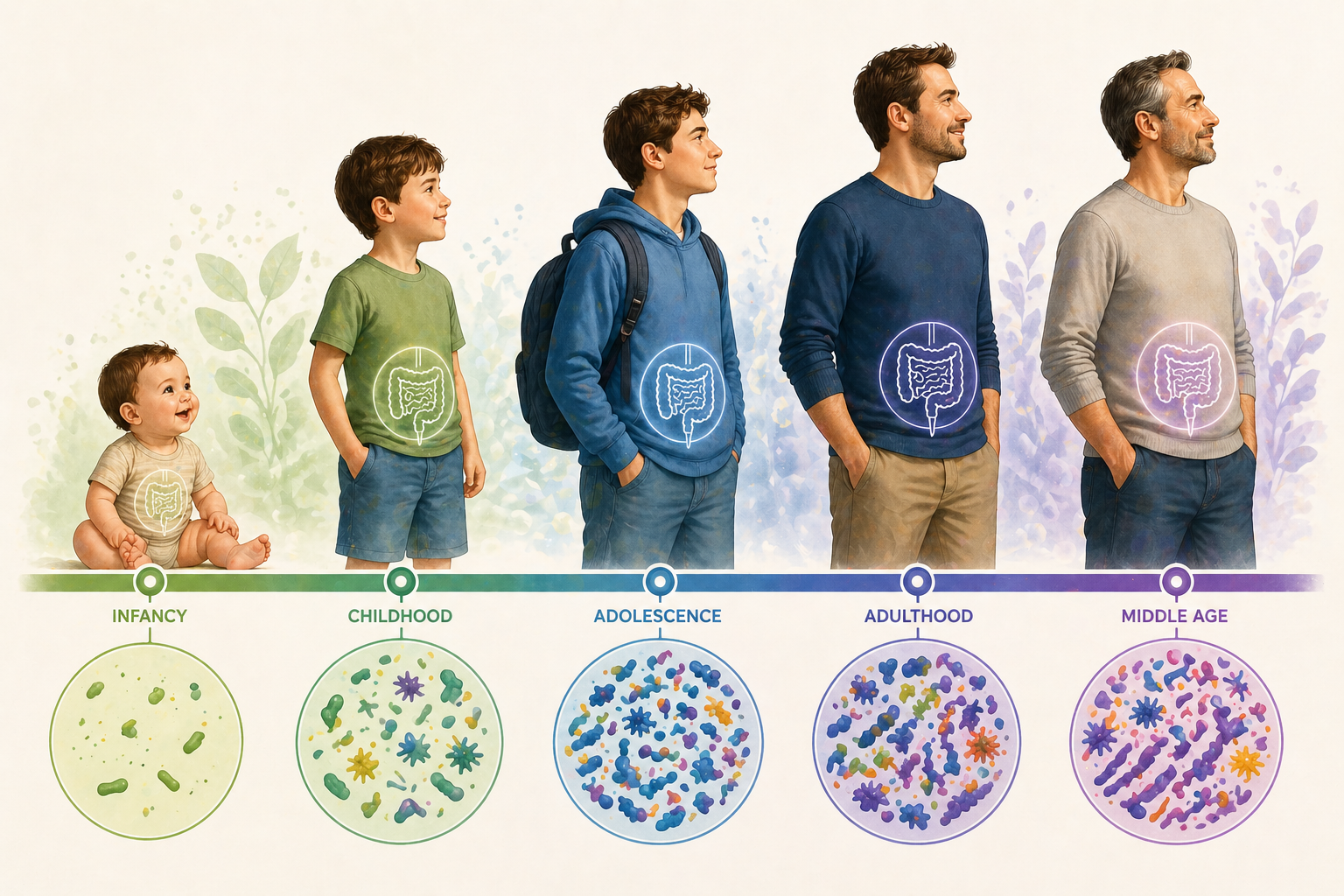 How the Gut Microbiome Develops Over a Lifetime