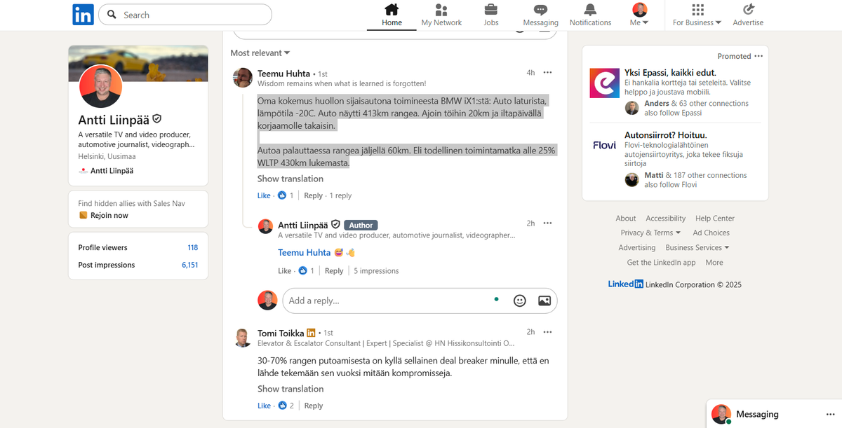 Sähköauton toimintamatka putoaa rajusti pakkasessa – miksi WLTP-lukemiin ei voi luottaa?
