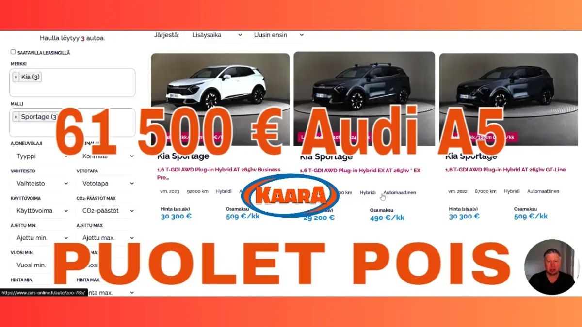 Puolet pois: Audi A5 Sedan e-hybrid quattro 61 500 euroa – Mitä saat noin 31 000 eurolla?