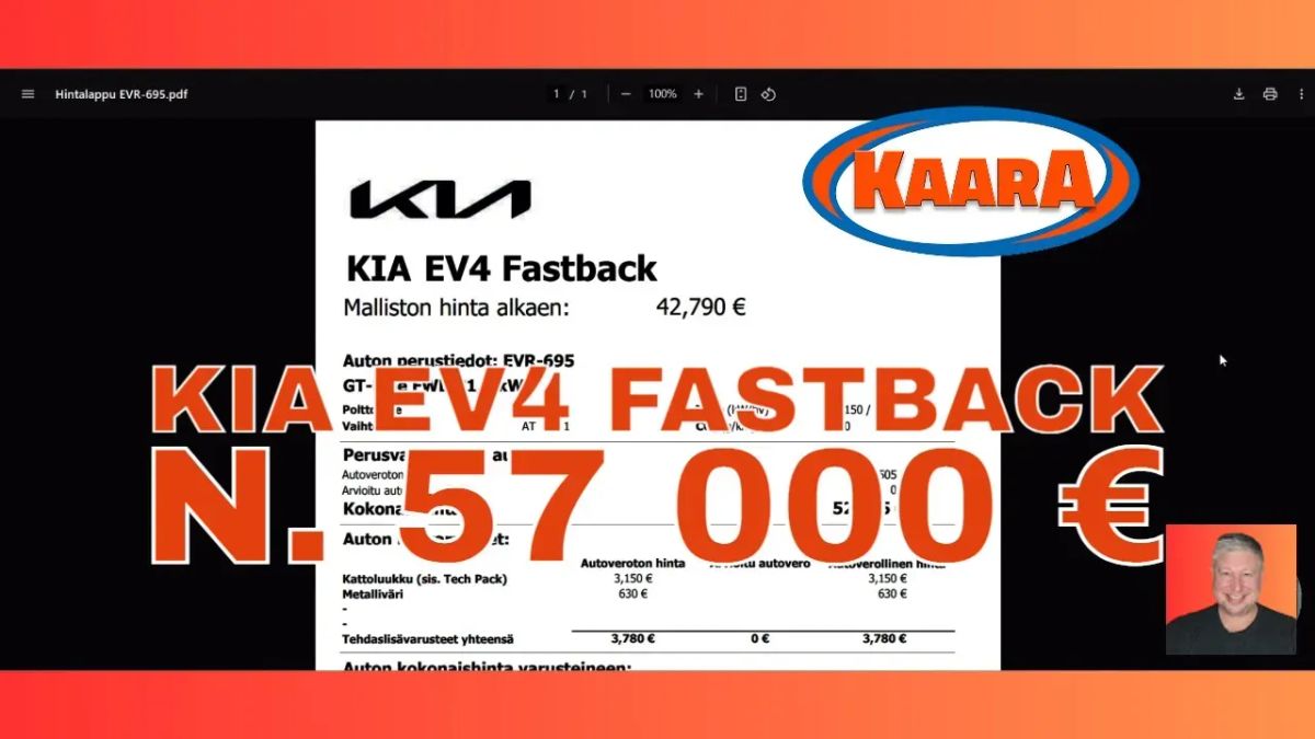 Kia EV4 Fastback GT-Line 57 000 eurolla vai Puolet pois?