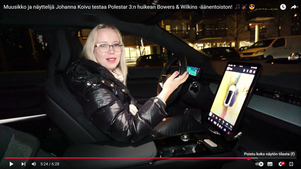 Muusikko ja näyttelijä Johanna Koivu testaa Polestar 3:n huikean Bowers & Wilkins -äänentoiston! 🎵🎻😎