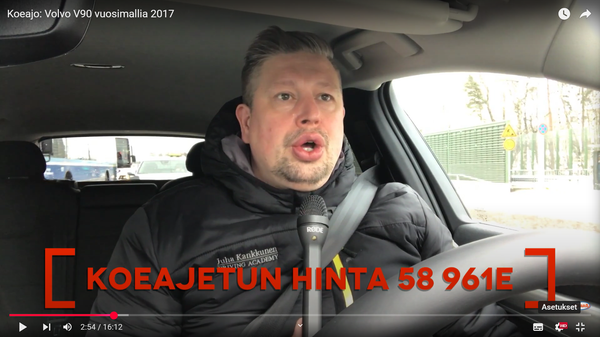 KaaraTV testisi vuoden 2017 alussa uuden Volvo V90 D3 AWD:n. Kuva: Antti Liinpää, KaaraTV