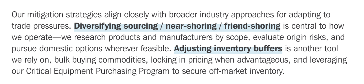 DPR paragraph on sourcing diversification, origin risk, inventory buffers and price locks