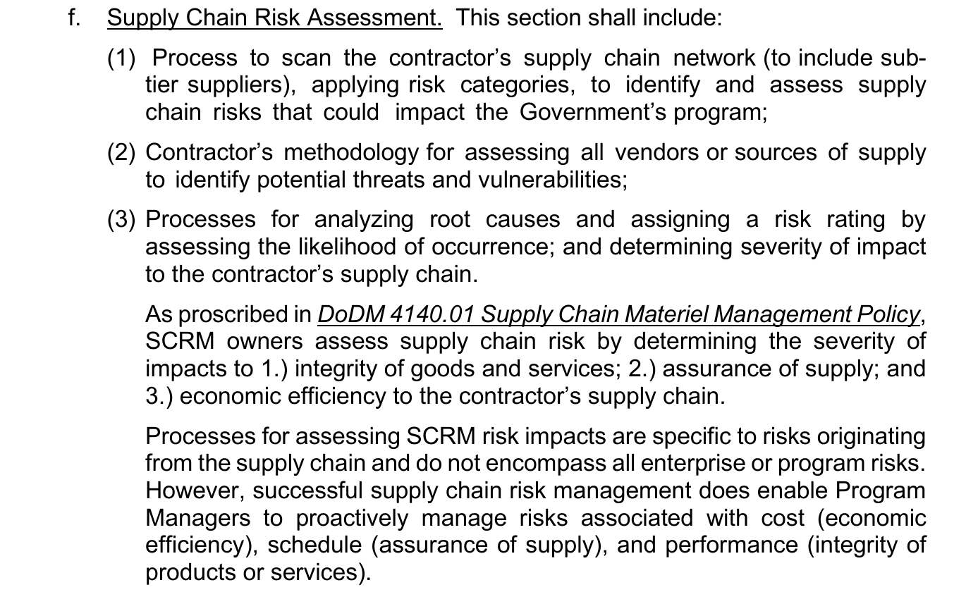 DLA SCRM plan assessment requirements for sub-tier suppliers, risk categories, severity and impact