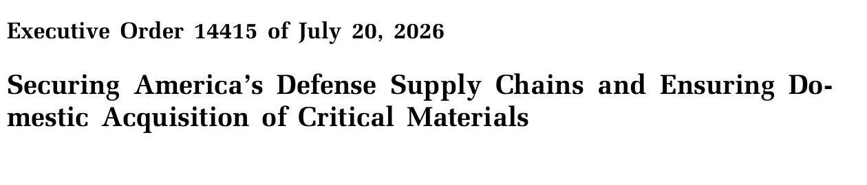 Executive Order 14415 title and July 20, 2026 date