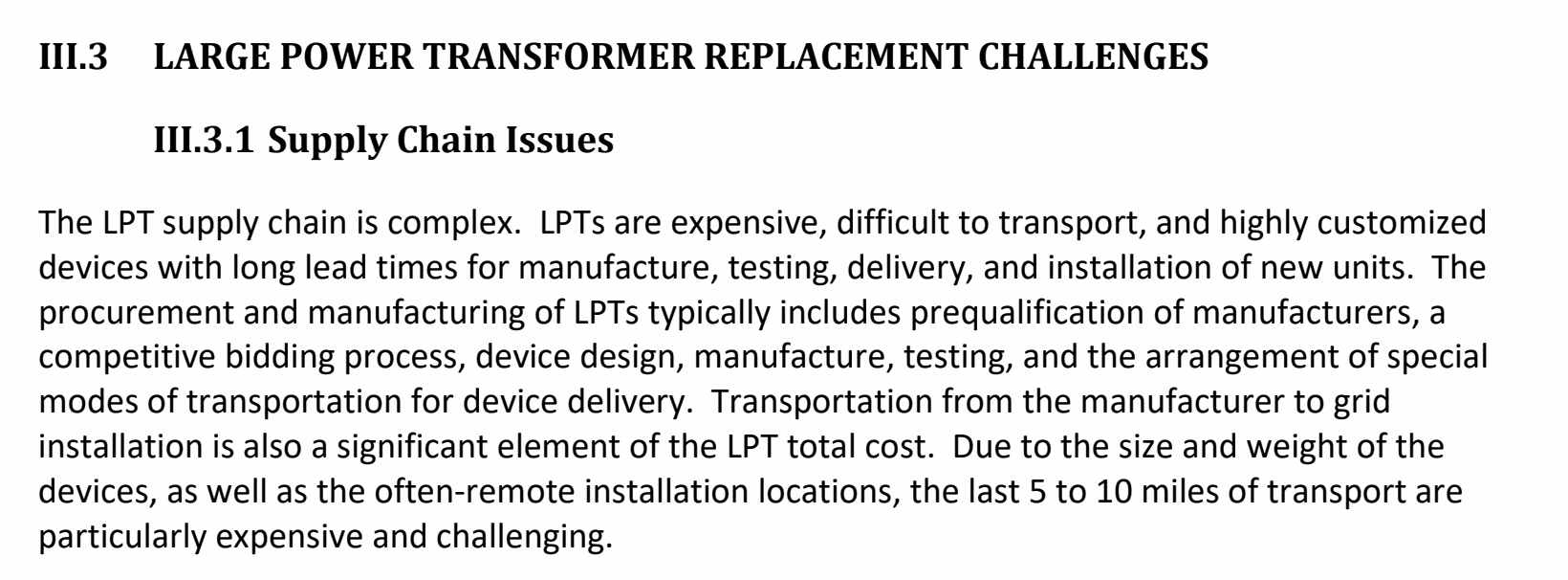 DOE report sequence from transformer prequalification and bidding through design, manufacture, testing and delivery