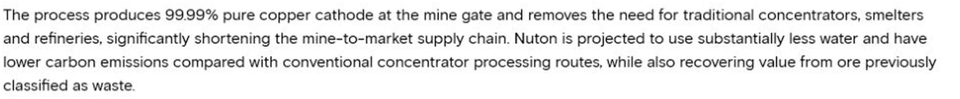 Rio Tinto product paragraph identifying 99.99 percent Johnson Camp copper cathode