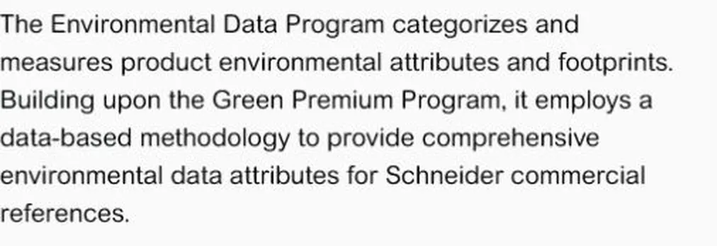 Schneider Electric methodology linking environmental data to commercial product references