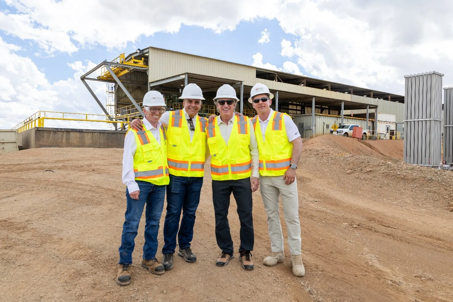 Gunnison Copper: Bjorn Meyer, Juan Ciscomani, Doug Burgum and Craig Hallworth at Johnson Camp’s SX/EW plant, left to right.