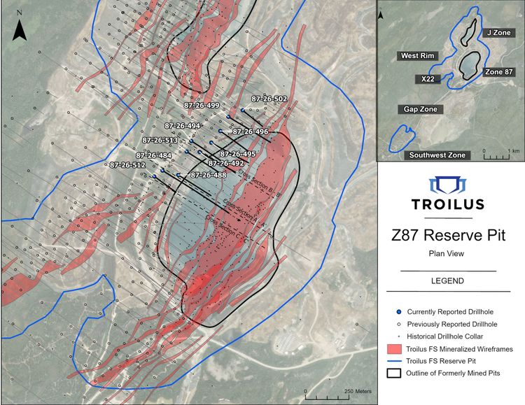 Troilus reports 103 metres at 1.10 g/t gold equivalent from Z87 pit drilling