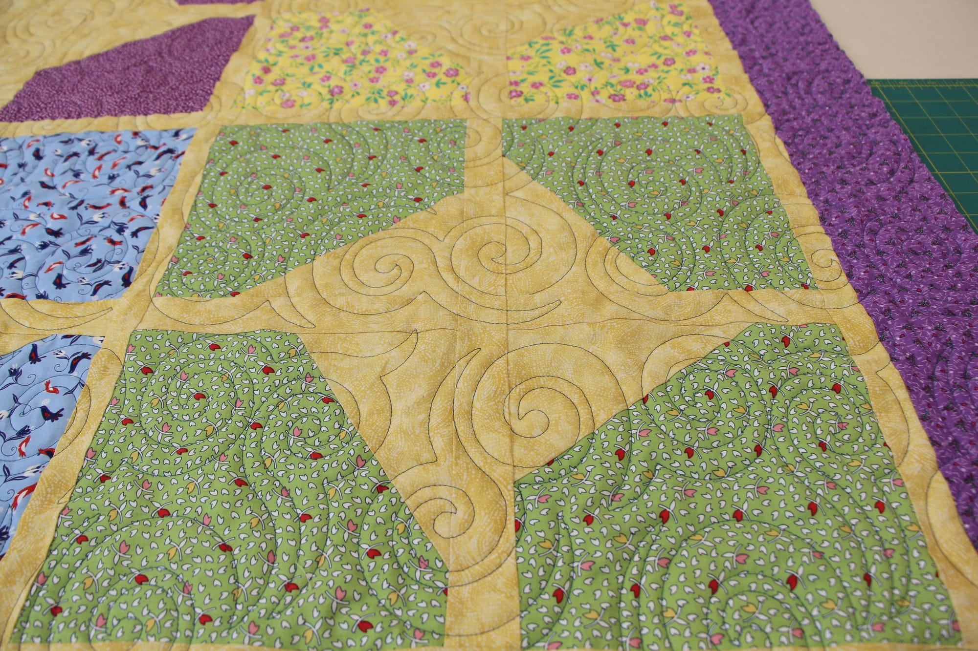 Close-up of digital quilting design showing texture and pattern detai