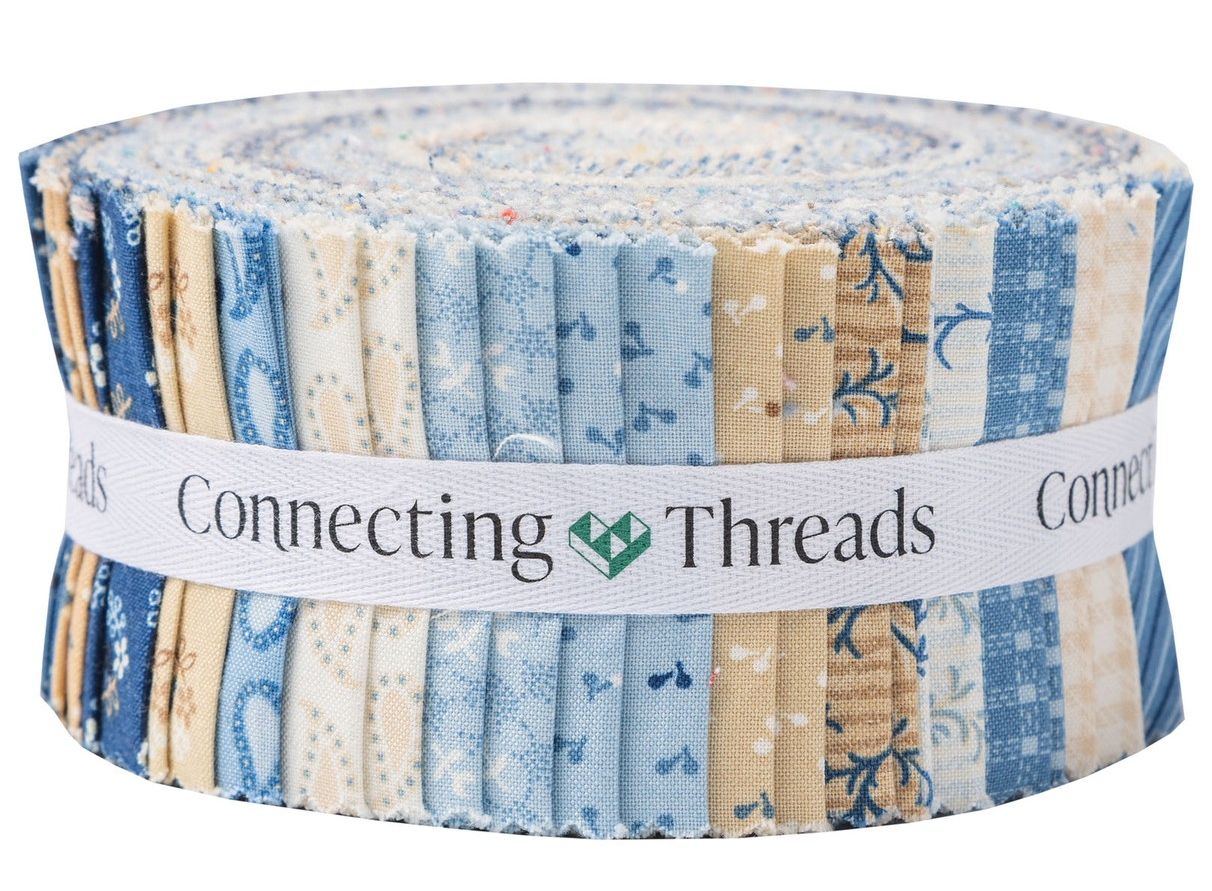 Inspired by 1800s shirtings, this exclusive collection celebrates tradition in easy blues, creams and camels. A useful range of shapes and sizes will bring your ideas to life.  Includes 40 pieces of fabric.  Material: Cotton