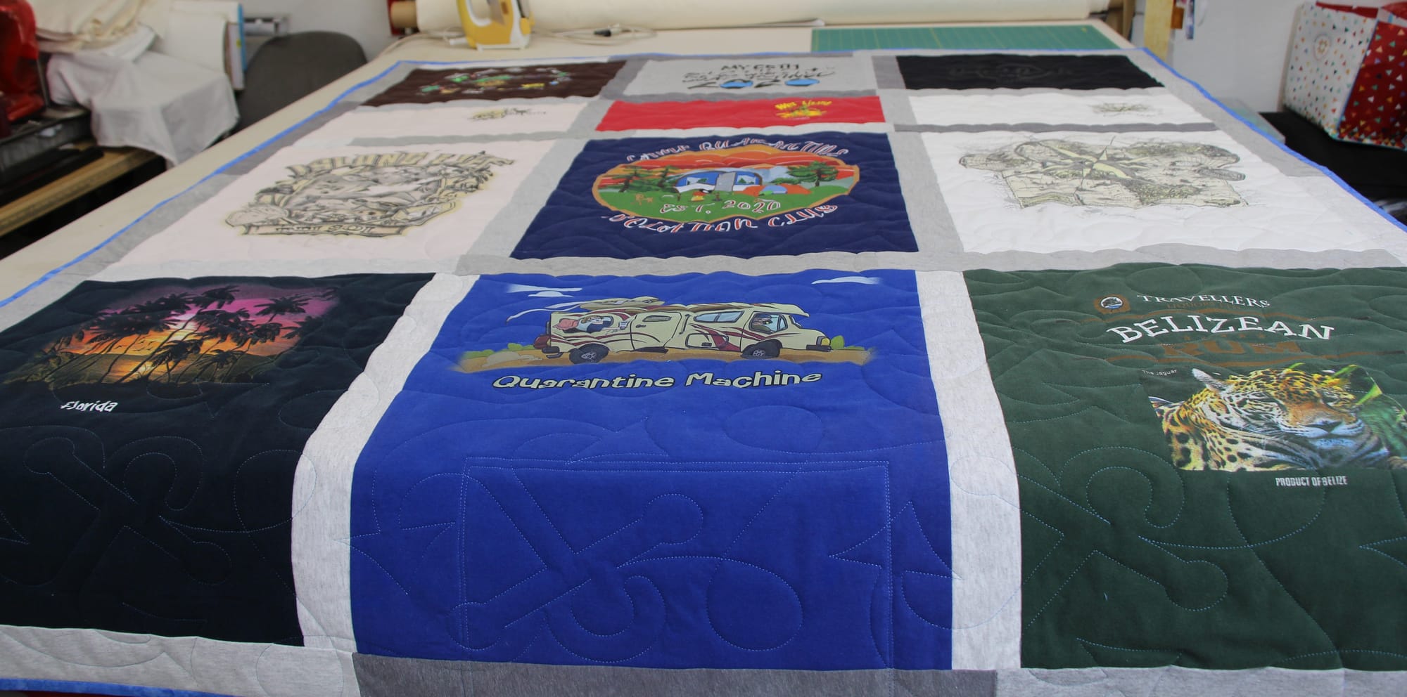 This was one traveler unique story told though his T-Shirts being made into a quilt