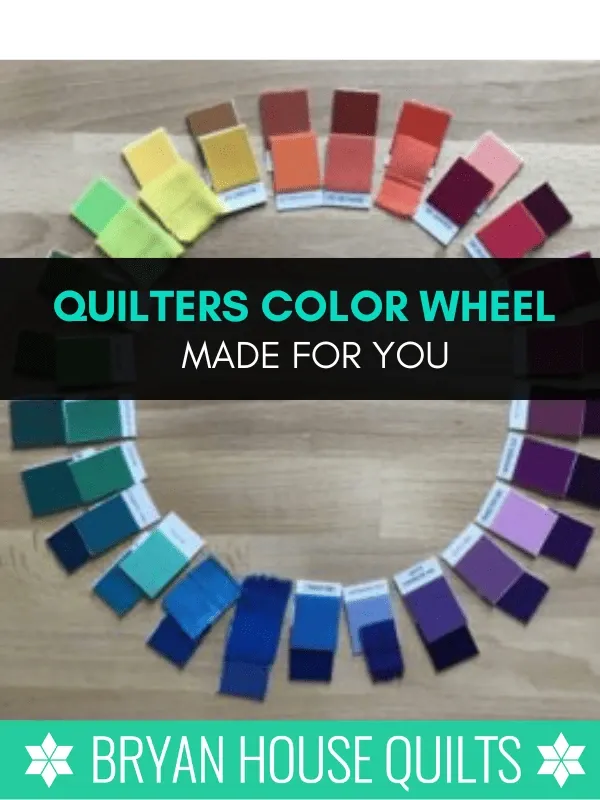 quilters color wheel chart made and posted by Bryan House Quilts. It is there tutorial on how to make a color wheel chart for quilters.