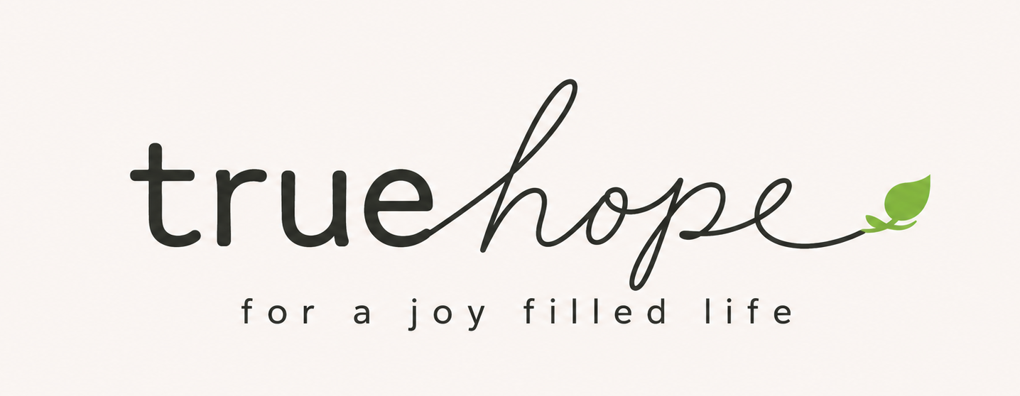 true hope for a joy filled life logo and leaf image