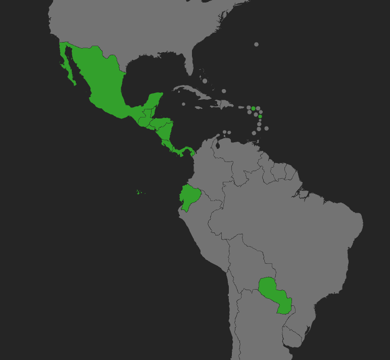 Belize, Costa Rica, Dominica, Ecuador, El Salvador, Guatemala, Honduras, Mexico, Panama, Paraguay, St. Kitts and Nevis,