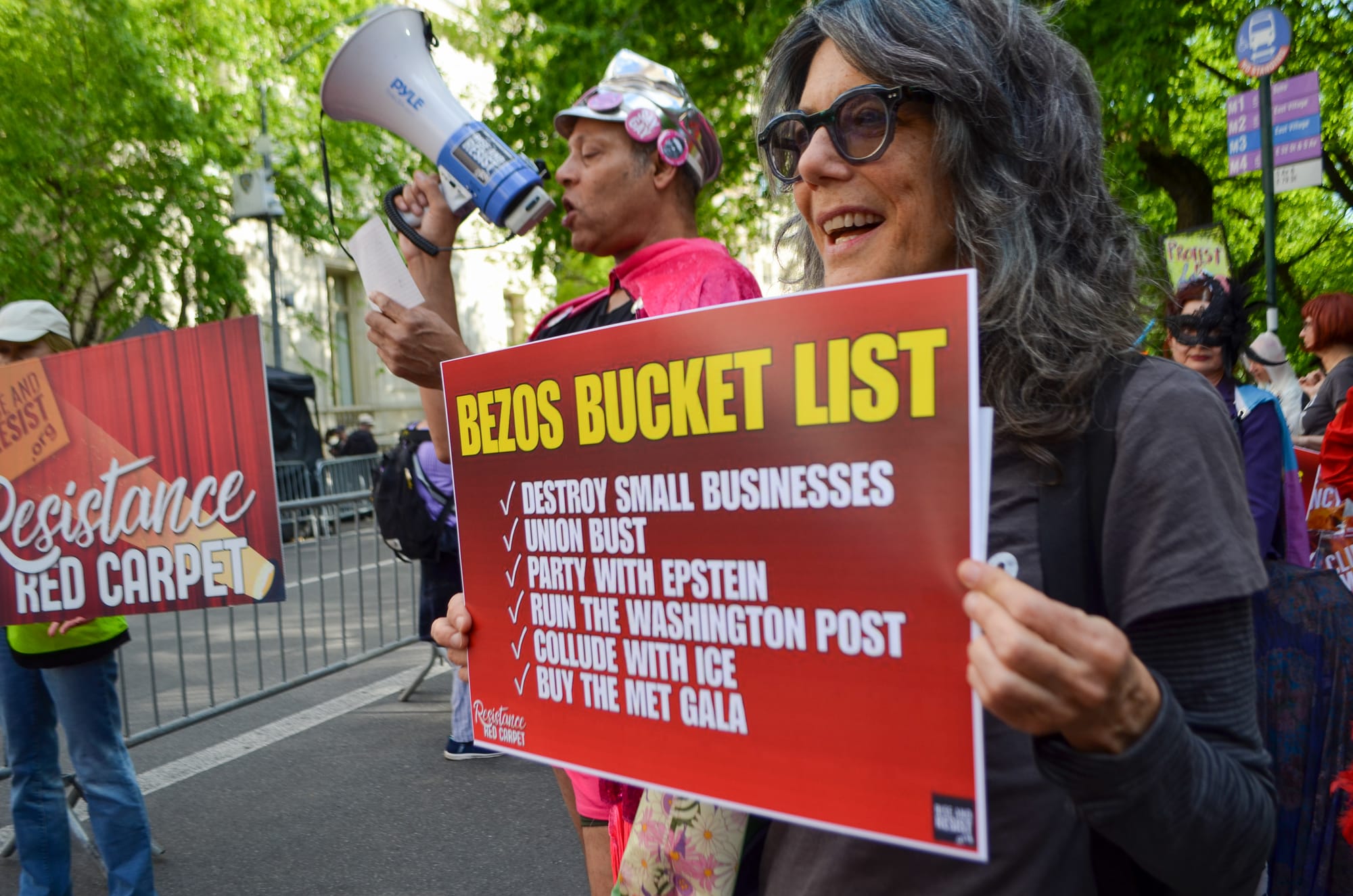 Rollicking Protest Against Bezos's Met Gala Erupts in Manhattan