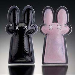 Two Bunnies, pair of brooches by Lisa Crowder, Austin, TX