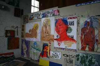 A view of the open studio/exhibition "Peep-o-rama"