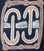 Charles Tarawa (Tjaruru) Tjungurrayi, "Moon Love Dreaming of Man and Woman -- Medicine Story" (1971)  (courtesy nyu.edu/greyart)