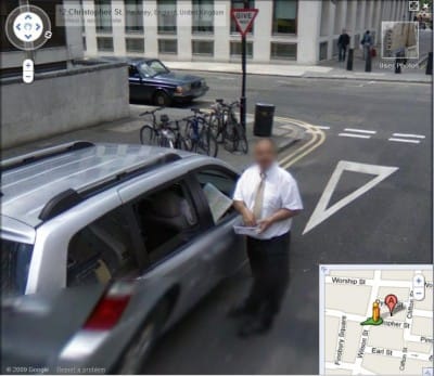 A fellow on Christopher St. in London whom I "followed" using Google Street View