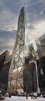 An artist's rendering of the proposed Nouvel tower to go up next to MoMA.  (Atelier Jean Nouvel/Associated Press)