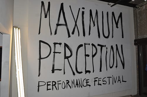Title wall for Maximum Perception Performance Festival